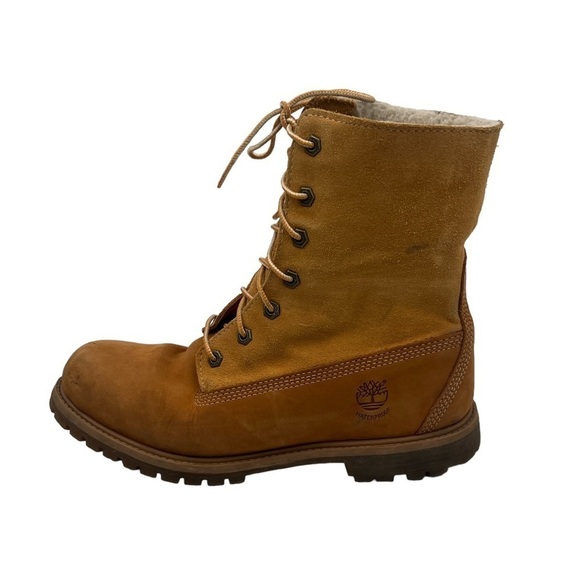 Timberland Teddy Fleece Fold Down Wheat Nubuck Leather Boots Size 9.5 Women's - Picture 6 of 14